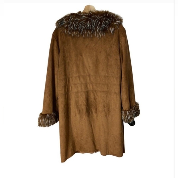 Vintage Brown Faux Fur Trim Penny Lane Coat - Picture 2 of 9